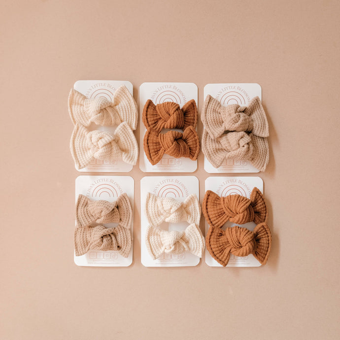 Knot Pigtail Sets - Organic Waffle Knit - littlelightcollective