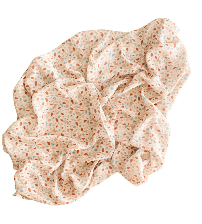 Organic Bamboo Muslin Swaddle- Dino Terrazzo - littlelightcollective
