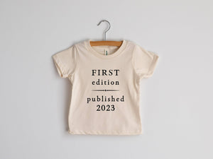 First Edition 2023 Organic Cream Baby Tee - littlelightcollective