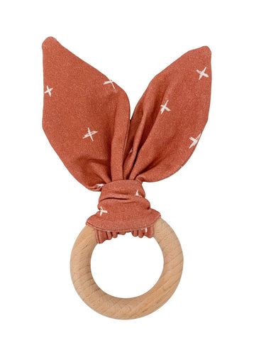 Crinkle Bunny Ears Teether- Rust - littlelightcollective