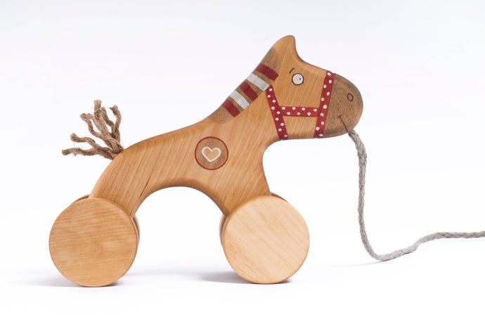 Friendly Toys - Pull Toy Red Horse - littlelightcollective