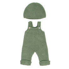 Load image into Gallery viewer, Knitted Doll Outfit 15” – Overall &amp; Beanie Hat - littlelightcollective