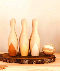 Wooden Earthy Bowling Set ( 7 piece ) - littlelightcollective