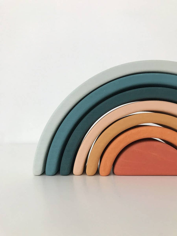 Wooden Rainbow Mini | Arch Stacking Toy | Lagoon - littlelightcollective