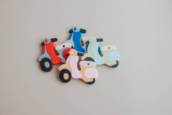 Three Hearts Modern Teething Accessories - Silicone Teether - Scooter - littlelightcollective