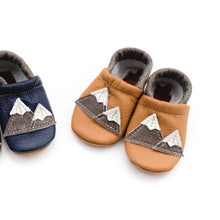 Load image into Gallery viewer, Shoes with Designs - Camel Mountain Leather Baby Moccs Shoes - littlelightcollective