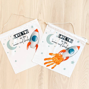 Love You to the Moon Handprint Banner - littlelightcollective
