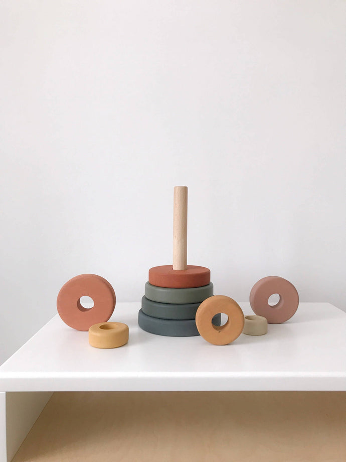 Wooden Ring Stacker Toy Stacking Toy Baby Gift Stacking Ring - littlelightcollective
