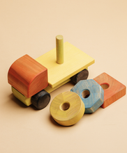 Load image into Gallery viewer, Wooden Truck Sorter Pyramid Painted - littlelightcollective