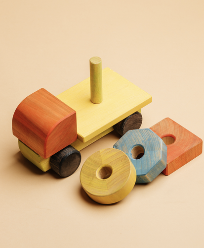 Wooden Truck Sorter Pyramid Painted - littlelightcollective
