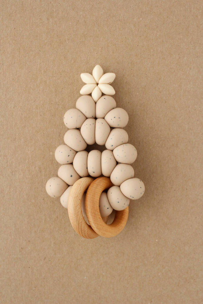 Rattle Teether  - Tree | Speckled Vanilla - littlelightcollective