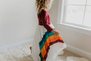 Fall Rainbow Dress - Wine - littlelightcollective