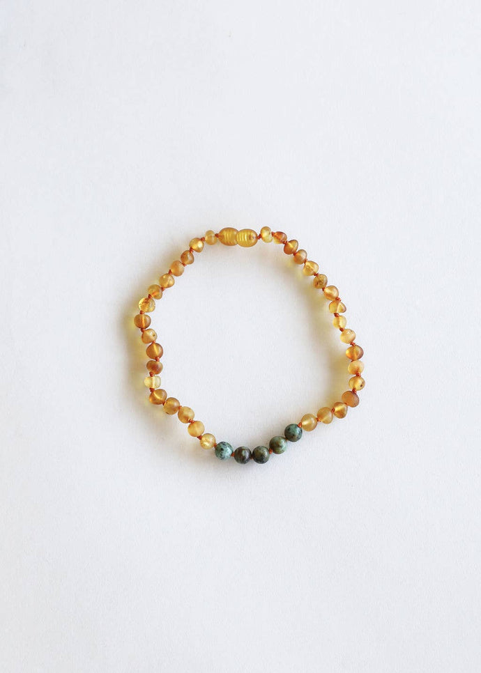 Kids: Raw Honey Amber + Turquoise Jasper - littlelightcollective