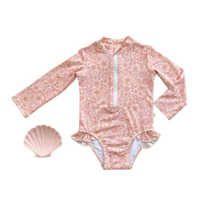 Ruffle Swimsuit- Retro Seashell - littlelightcollective