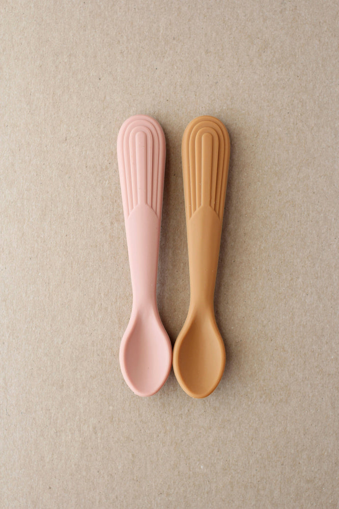 Rainbow Silicone Spoon - Cameo | Biscuit - littlelightcollective