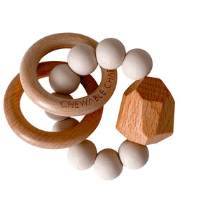 Chewable Charm - Hayes Silicone + Wood Teether - Oat - littlelightcollective