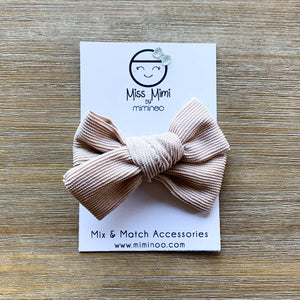 Miss Mimi by Miminoo - Corduroy Hair Bow Beige - littlelightcollective