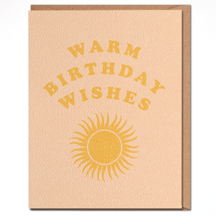 Warm Birthday Wishes - Pink Sun Birthday Card - littlelightcollective