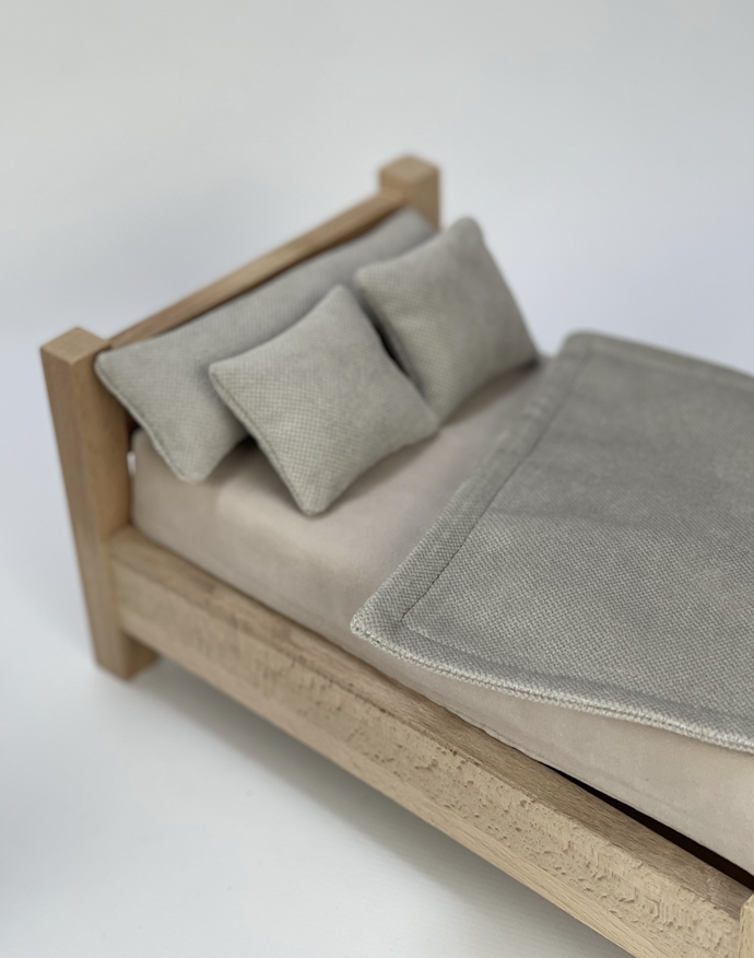 Wooden Bed Toy With Beddings - littlelightcollective