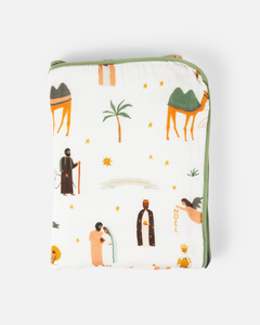 Nativity Oversized Muslin Quilt | Christmas Blanket - littlelightcollective