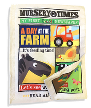 Load image into Gallery viewer, Nursery Times Crinkly Newspaper - Farm Animals - littlelightcollective