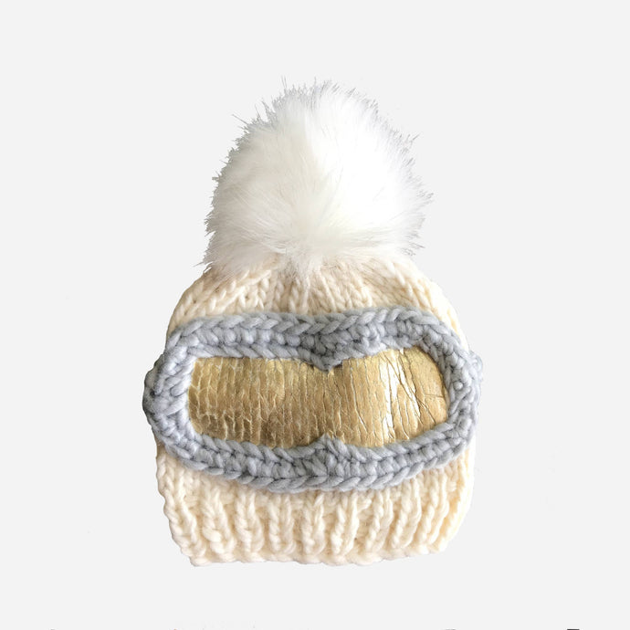 Ski Goggles Cream | Acrylic Hand Knit Kids & Baby Hat - Beanie - littlelightcollective