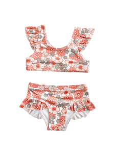 Peachy Flowers Ribbed Bikini - littlelightcollective