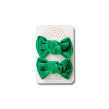 Load image into Gallery viewer, Knot Pigtails // Emerald Green Velvet - littlelightcollective