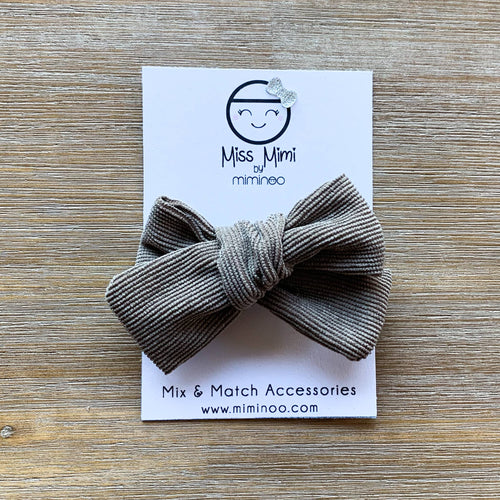 Miss Mimi by Miminoo - Corduroy Hair Bow Taupe - littlelightcollective