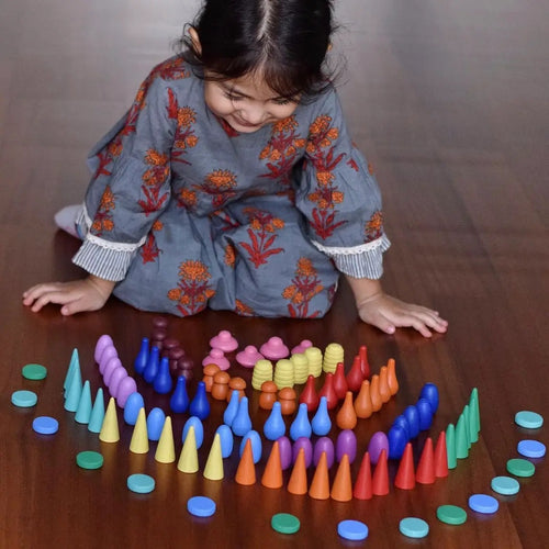 Montessori Wooden loose parts ( 100 pieces ) - littlelightcollective