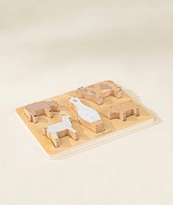 Set of 5 Barn Animals on Wooden Plate - littlelightcollective