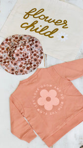 Let Love Grow Organic  Sweatshirt - Coral Pink - littlelightcollective