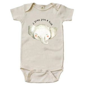 "I Love You A Ton" Elephant Short Sleeve Organic Bodysuit - littlelightcollective