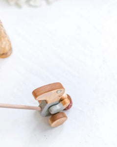 Wooden Push Toy Rabbit with a Drum - littlelightcollective