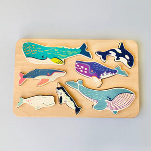 BAJO Whale Family Wooden Puzzle - littlelightcollective