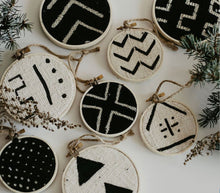 Load image into Gallery viewer, Boho Chic Authentic African Mudcloth Ornament Set - littlelightcollective