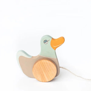 Wooden Pull Toy Blue Duck - littlelightcollective