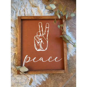 Peace Hand | Modern Boho Wood Sign - littlelightcollective
