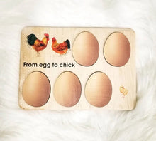 Load image into Gallery viewer, Chicken development wooden puzzle - littlelightcollective