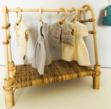 Load image into Gallery viewer, Handmade rattan wicker boho doll clothes rack - littlelightcollective