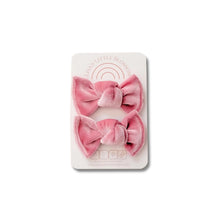 Load image into Gallery viewer, Knot Pigtails // Dusty Rose Velvet Bows - littlelightcollective