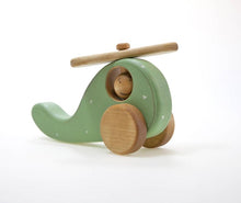 Load image into Gallery viewer, Wooden Mint Green Helicopter Toy - littlelightcollective