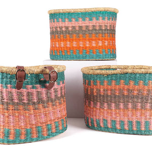 Adult Bike Basket - Peach / Turquoise - littlelightcollective