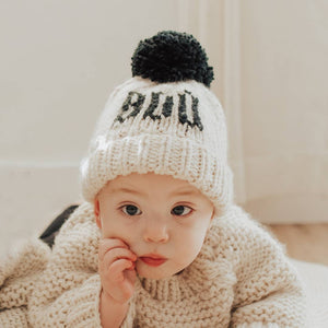 BOO Natural Hand Knit Halloween Beanie Hat - littlelightcollective