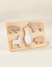 Load image into Gallery viewer, Set of 5 Barn Animals on Wooden Plate - littlelightcollective