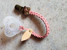 Load image into Gallery viewer, Braided Leather Pacifier / Toy Clip multicolors - littlelightcollective