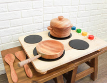 Load image into Gallery viewer, QToys Mahogany Pot And Pan Set - littlelightcollective