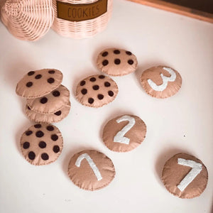 Rattan Jar & Felt Counting Cookies - littlelightcollective