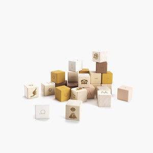 English Alphabet Block Set of Cubes for Children Wooden Toy - littlelightcollective