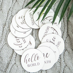 Wooden Monthly Photo Markers for Baby - Black and White - littlelightcollective